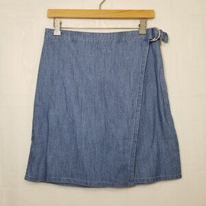J Jill denim faux wrap-style short skirt blue XS